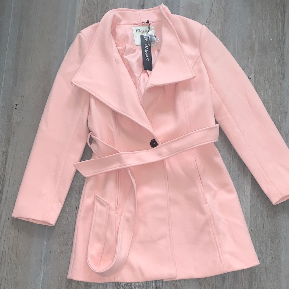 Allegra K Blush Pink Trench Coat for Women